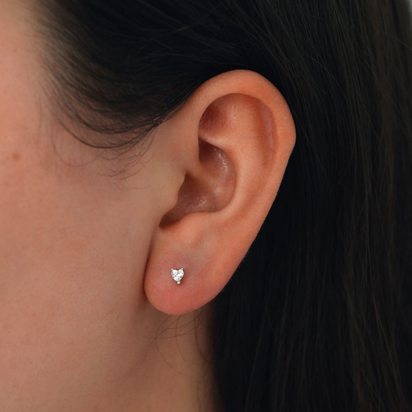 Cristallo Heart Studs Silver