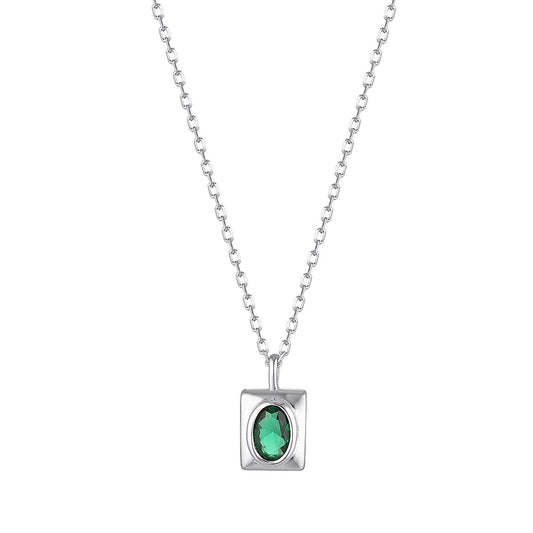 Elsie Emerald Necklace Silver