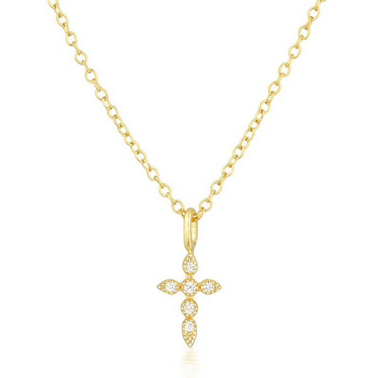 Cristallo Cross Necklace Gold