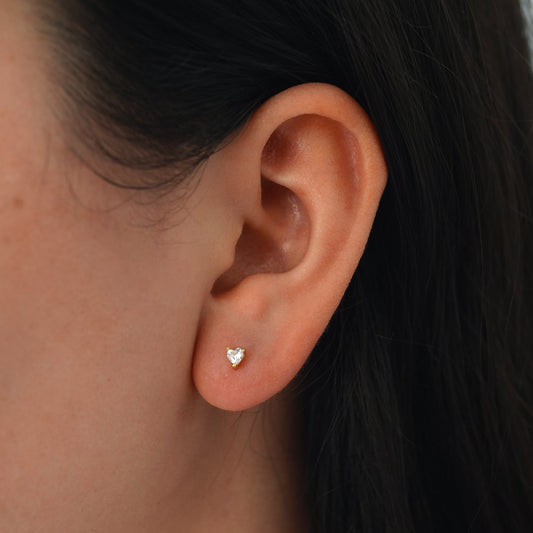 Cristallo Heart Studs Gold